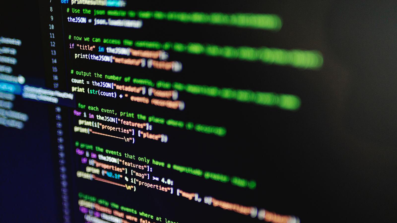 closeup computer code