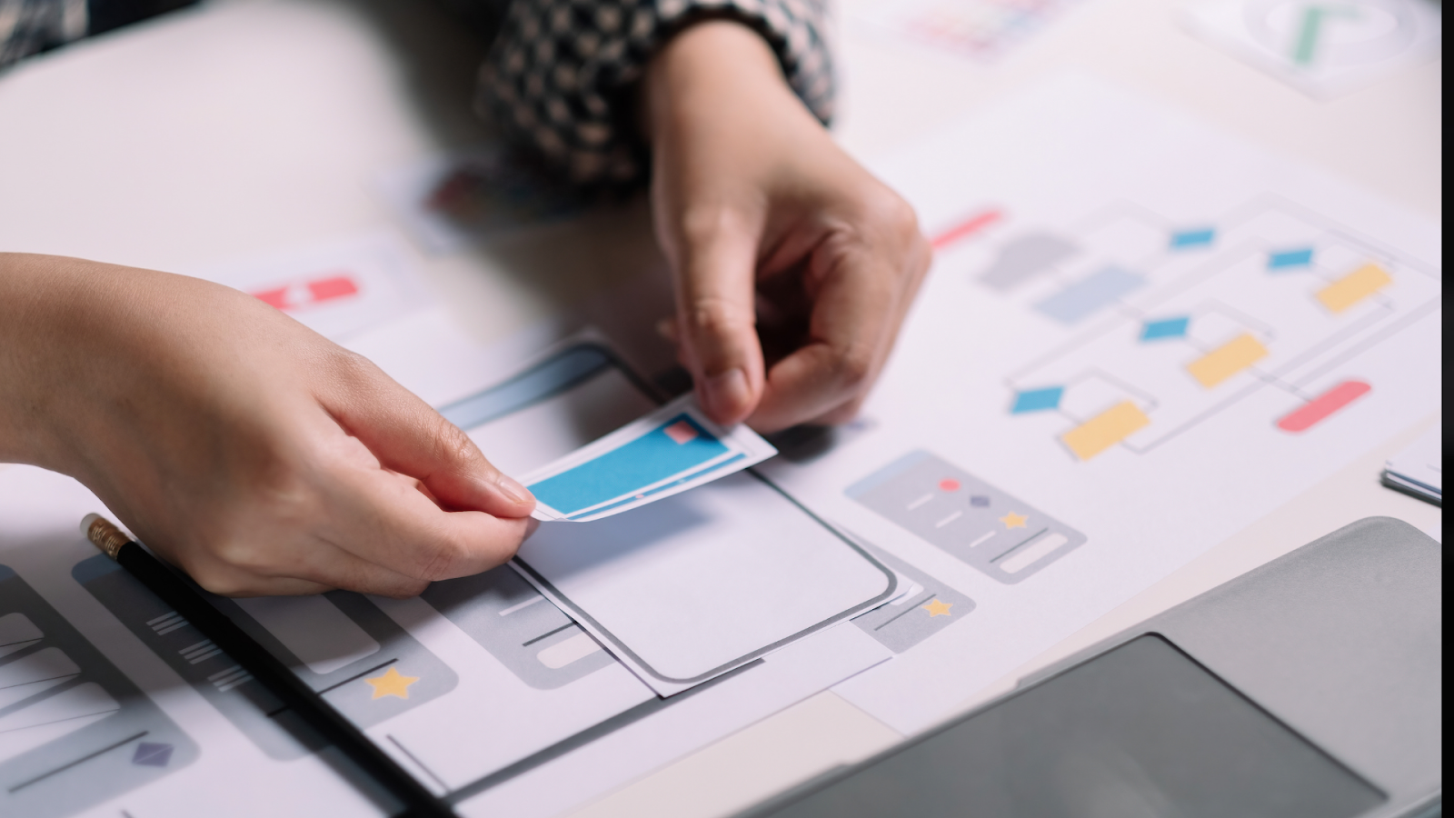 Putting down a piece of paper