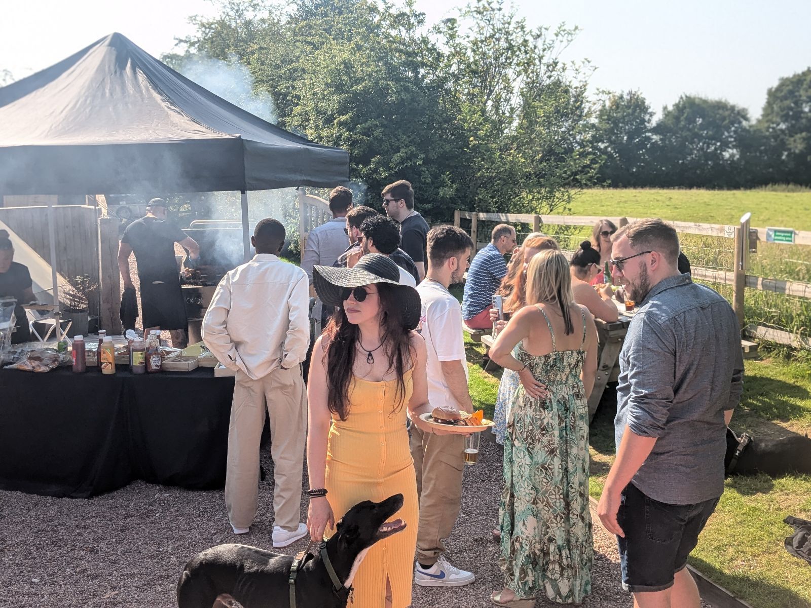 The team enjoying a summer barbeque